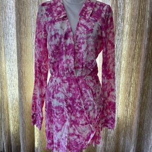 NWT For Love And Lemons Tie-Dye Pink and White Top